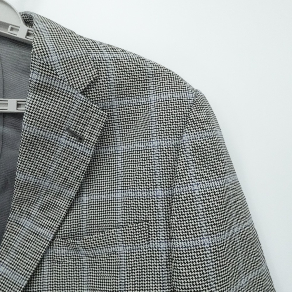 Burberry‎ London Sports Coat Mens 42R Gray Blue Houndstooth Wool Kensington